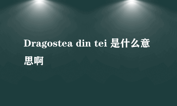 Dragostea din tei 是什么意思啊