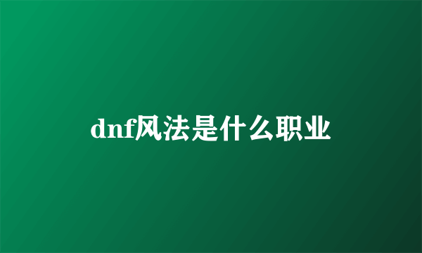 dnf风法是什么职业