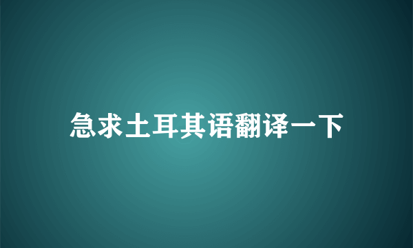 急求土耳其语翻译一下