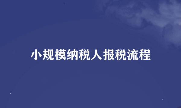 小规模纳税人报税流程