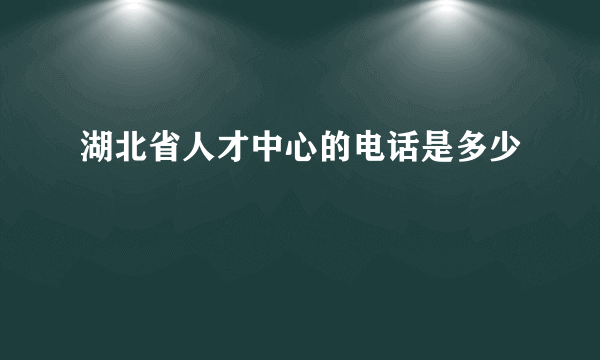 湖北省人才中心的电话是多少