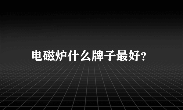 电磁炉什么牌子最好？