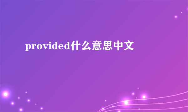 provided什么意思中文