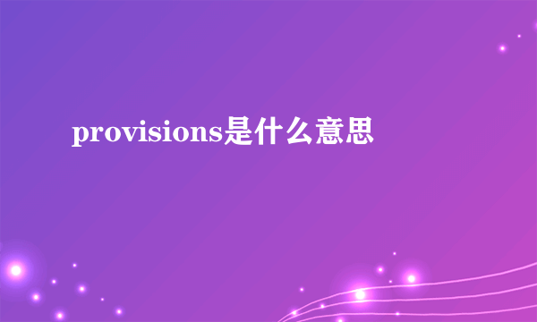 provisions是什么意思