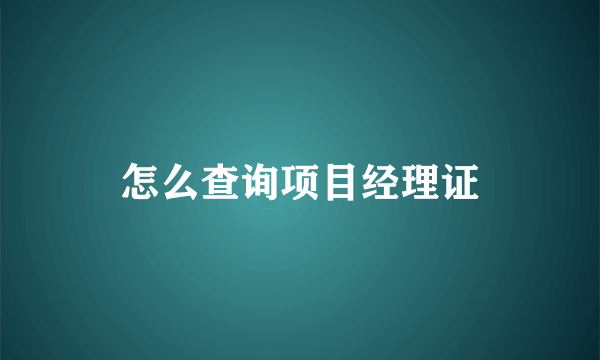 怎么查询项目经理证