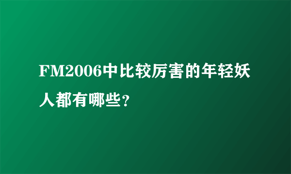 FM2006中比较厉害的年轻妖人都有哪些？