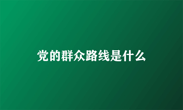 党的群众路线是什么