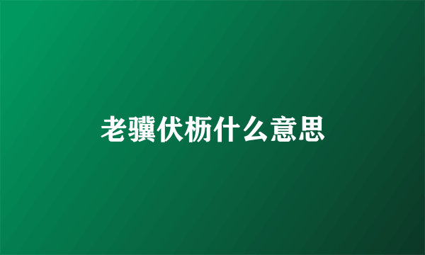 老骥伏枥什么意思