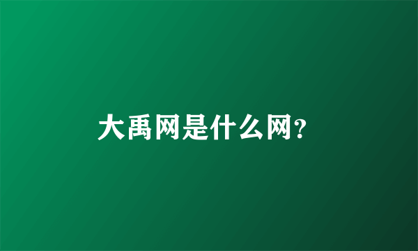 大禹网是什么网？