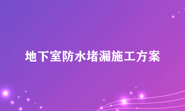 地下室防水堵漏施工方案