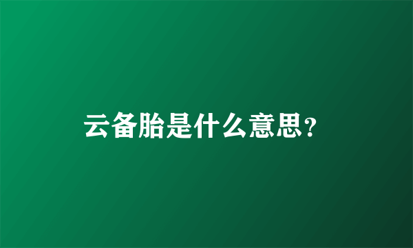 云备胎是什么意思？