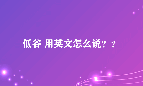 低谷 用英文怎么说？？