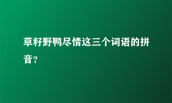 草籽野鸭尽情这三个词语的拼音？