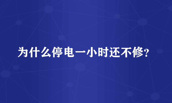 为什么停电一小时还不修？