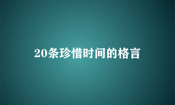 20条珍惜时间的格言