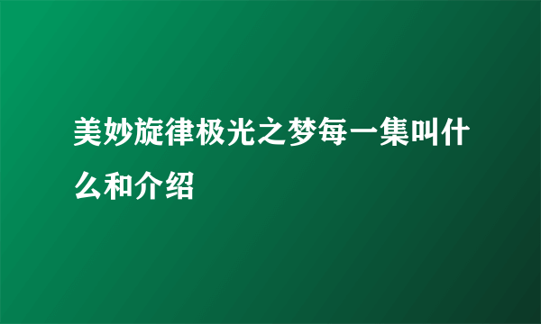 美妙旋律极光之梦每一集叫什么和介绍