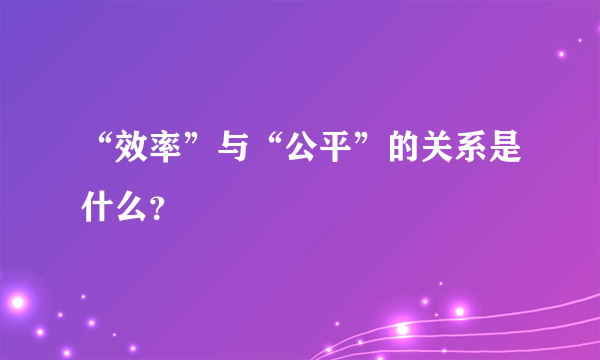 “效率”与“公平”的关系是什么？