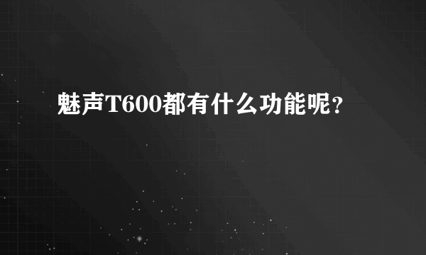 魅声T600都有什么功能呢？