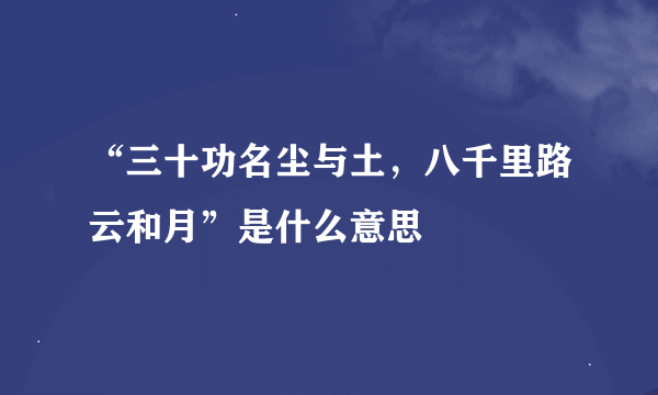 “三十功名尘与土，八千里路云和月”是什么意思