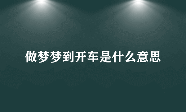 做梦梦到开车是什么意思