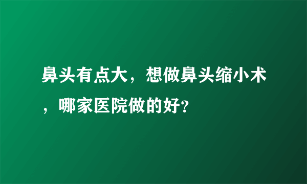 鼻头有点大，想做鼻头缩小术，哪家医院做的好？