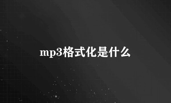 mp3格式化是什么