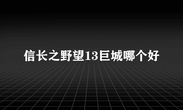 信长之野望13巨城哪个好