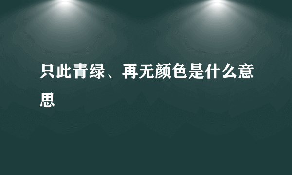 只此青绿、再无颜色是什么意思