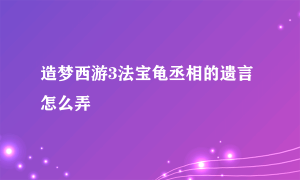 造梦西游3法宝龟丞相的遗言怎么弄