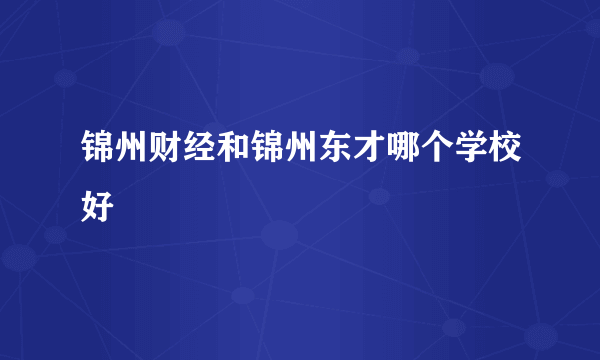 锦州财经和锦州东才哪个学校好