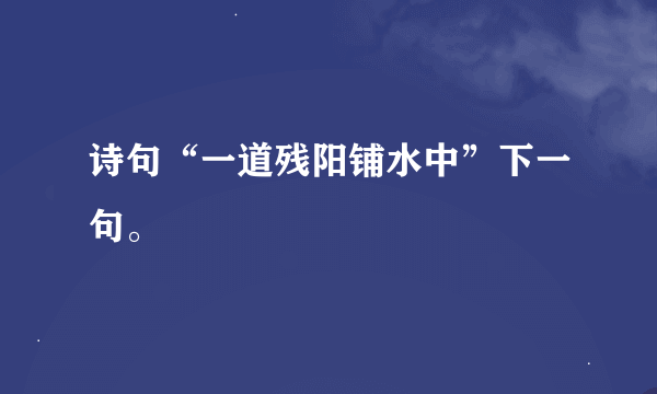 诗句“一道残阳铺水中”下一句。