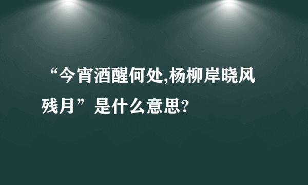 “今宵酒醒何处,杨柳岸晓风残月”是什么意思?