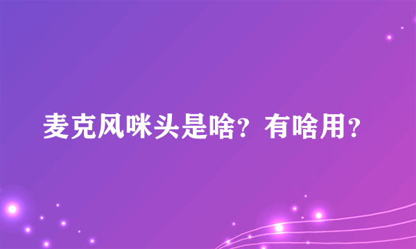 麦克风咪头是啥？有啥用？