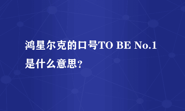 鸿星尔克的口号TO BE No.1是什么意思？