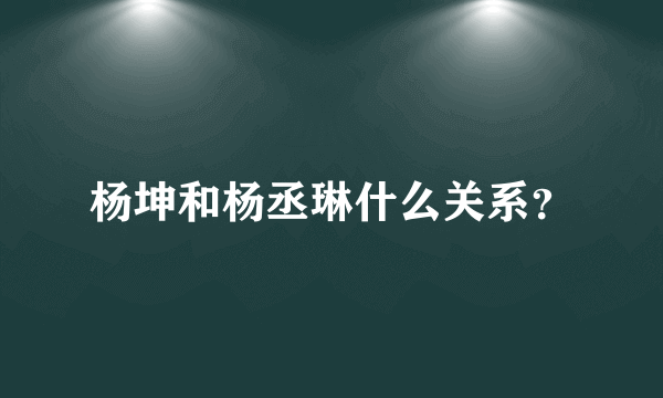 杨坤和杨丞琳什么关系？