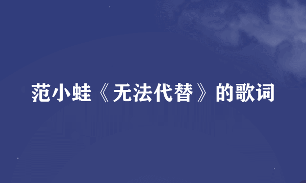 范小蛙《无法代替》的歌词