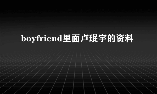 boyfriend里面卢珉宇的资料