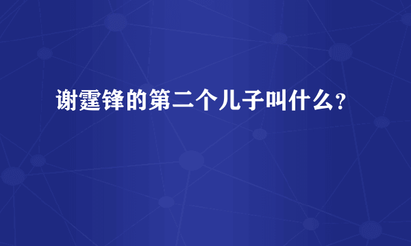 谢霆锋的第二个儿子叫什么？