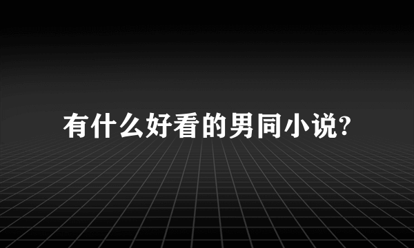 有什么好看的男同小说?