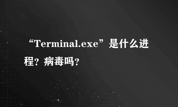 “Terminal.exe”是什么进程？病毒吗？