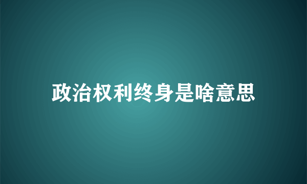 政治权利终身是啥意思