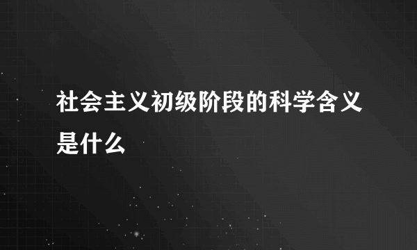 社会主义初级阶段的科学含义是什么