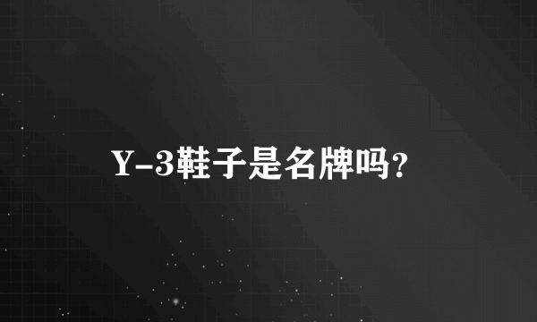 Y-3鞋子是名牌吗？