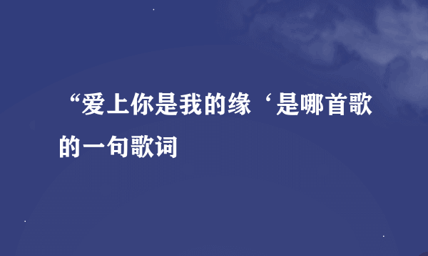 “爱上你是我的缘‘是哪首歌的一句歌词