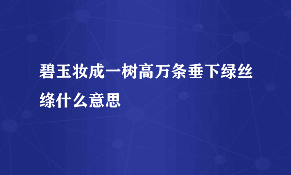 碧玉妆成一树高万条垂下绿丝绦什么意思