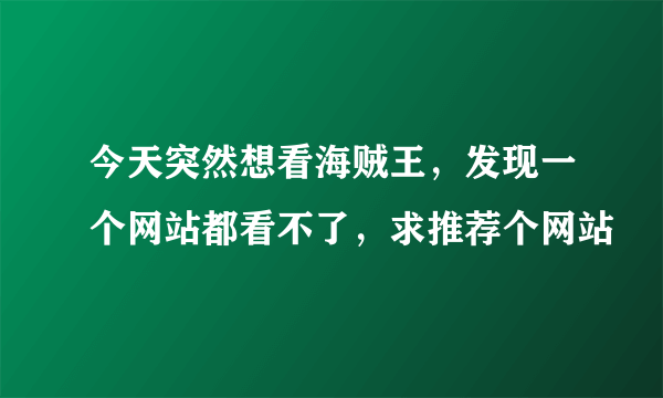 今天突然想看海贼王，发现一个网站都看不了，求推荐个网站