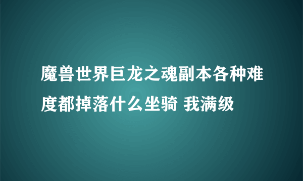 魔兽世界巨龙之魂副本各种难度都掉落什么坐骑 我满级