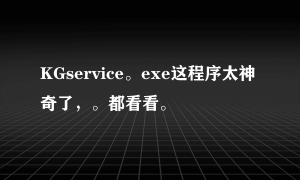 KGservice。exe这程序太神奇了，。都看看。