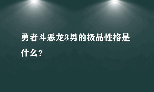 勇者斗恶龙3男的极品性格是什么？