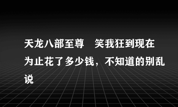 天龙八部至尊乄笑我狂到现在为止花了多少钱，不知道的别乱说